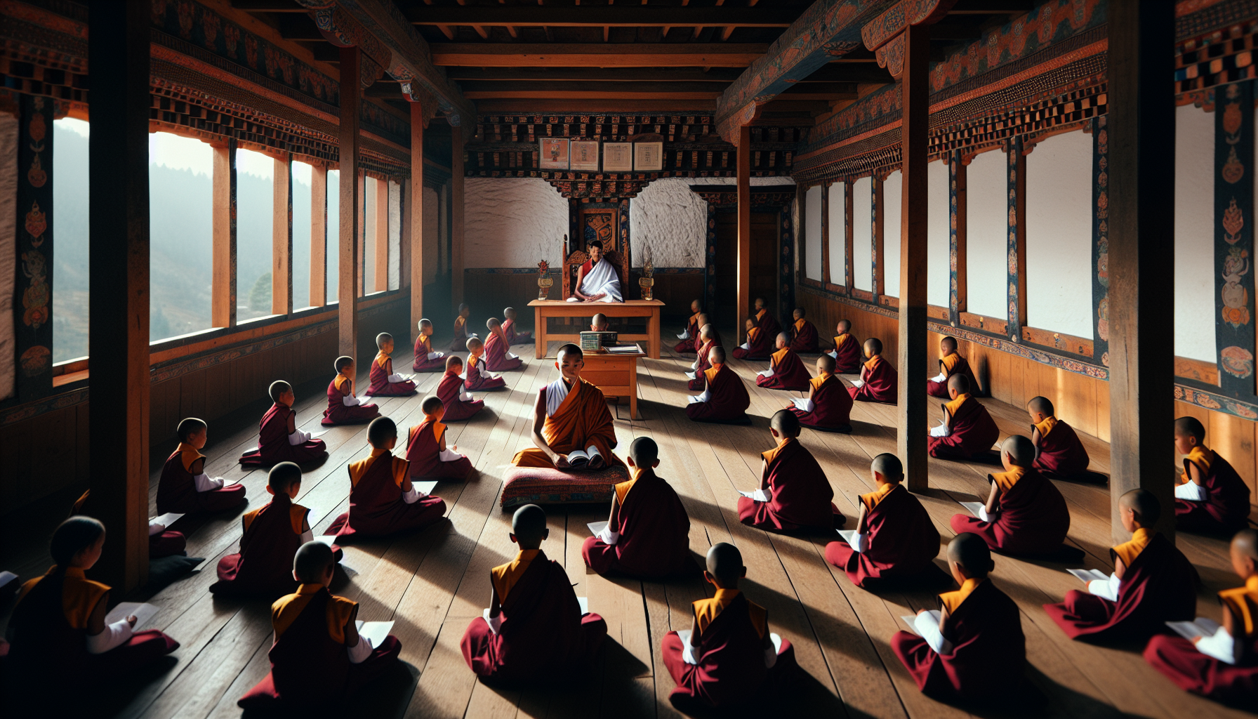 Образование в Бутане включает медитацию и экологическую этику.