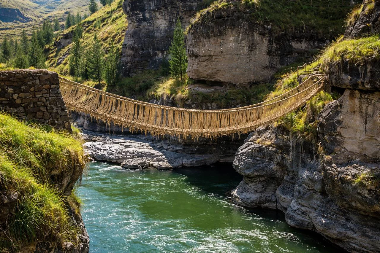 Кесвачака в Перу — живой мост из травы