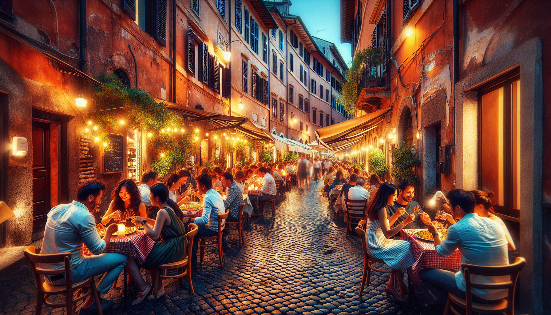 Трастевере — район аутентичной римской кухни и атмосферных ужинов.