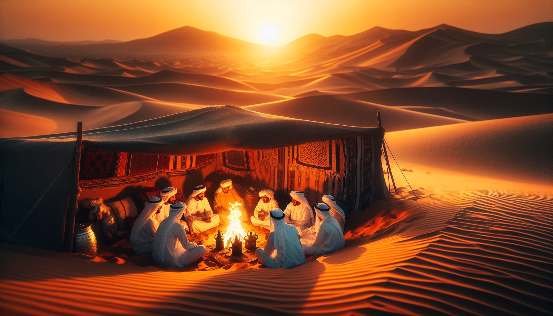 Бедуинская семья в пустыне Вахиба — гостеприимство как естественное состояние.